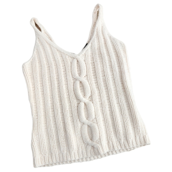 Y2K 90s Body By Victoria Cashmere Cable TANK Sweater,Cream, US Women's Medium - Picture 4 of 5